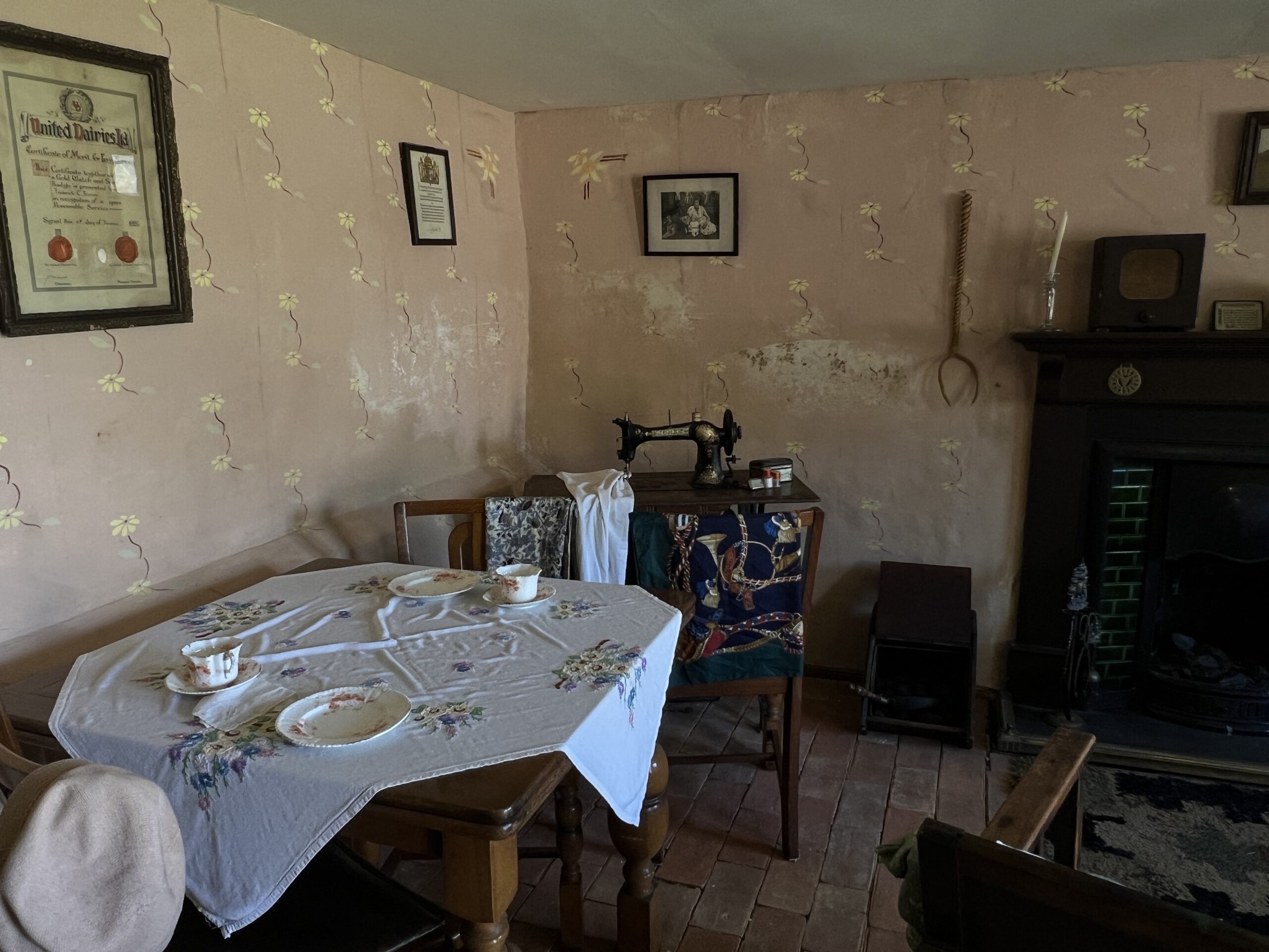 Dining room set up as if in a 1940s home