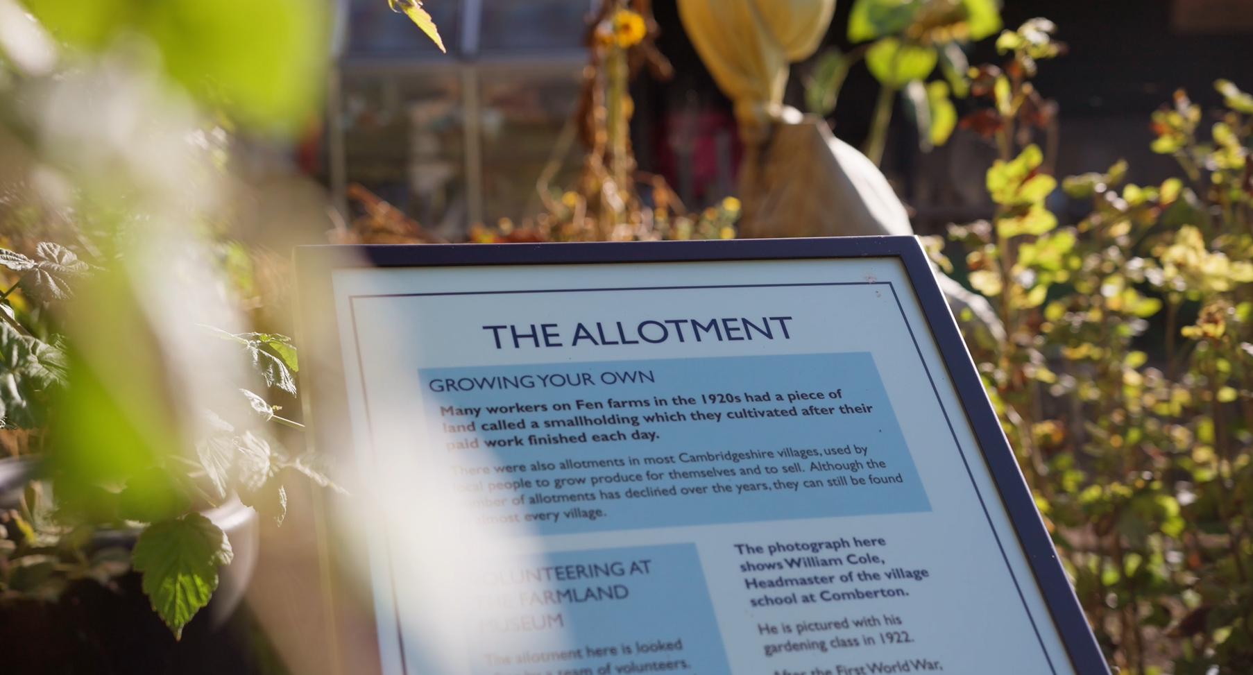 Museum signage about an allotment