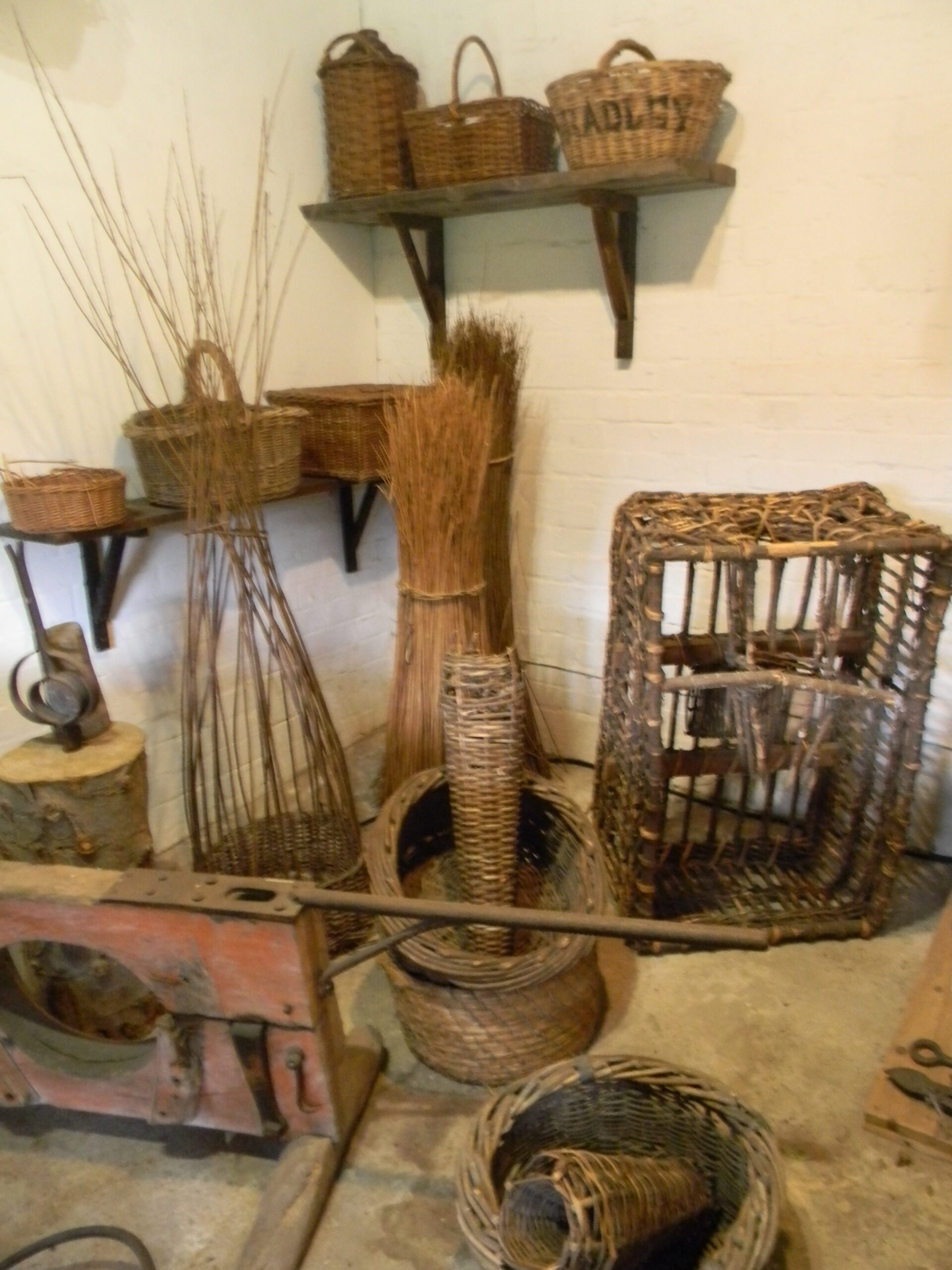 Museum display of woven baskets.