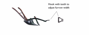 An Illustration of the Rotherham Plough, made of wooden elements and iron blades.